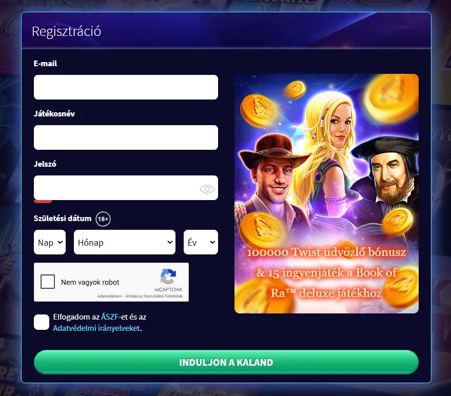 Bejelentkezés a GameTwistre